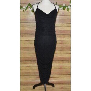 Forever Rose Couture NWT Black Sparkle Sexy Bodycon Dress Size XL Midi Sleeveles